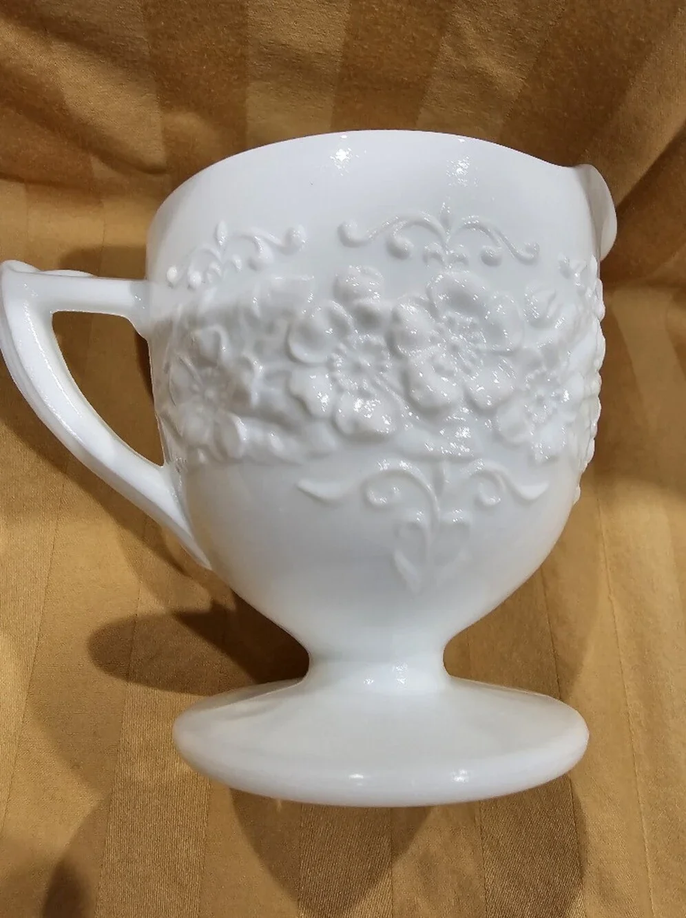 Vintage Indiana Milk Glass Creamer In The Orange Blossom Pattern